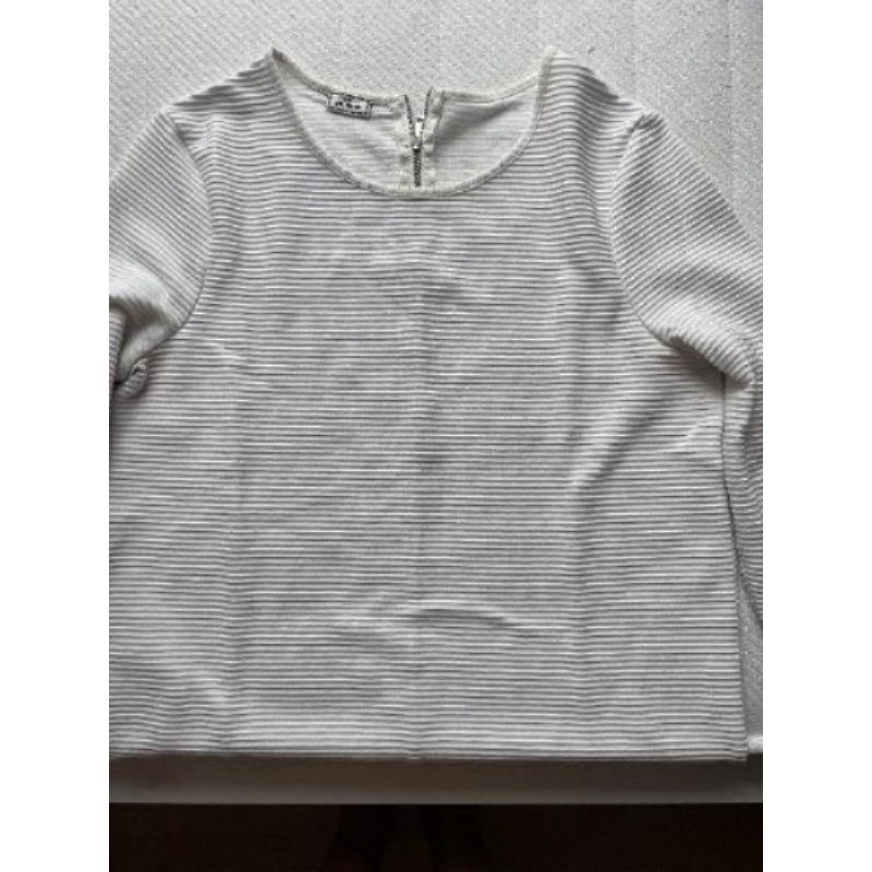 Top blanc manche longue effet cotelé Pimkie, Taille M 