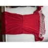 Roche courte, manche courte, rouge, broderie fleurs banches, taille M, neuf