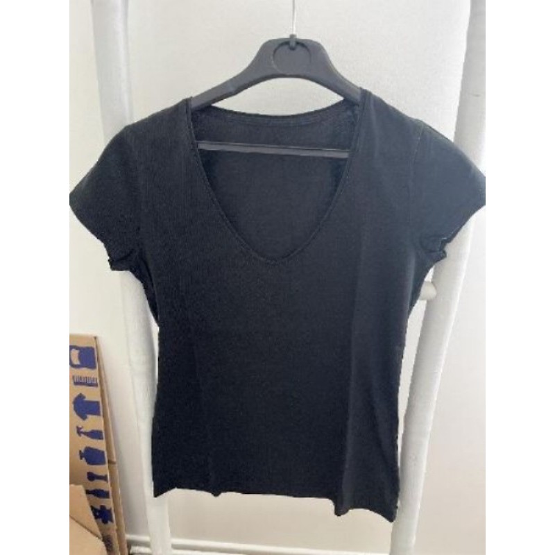 Tee-shirt noir col V femme kiabi Taille S