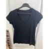 Tee-shirt noir col V femme kiabi Taille S