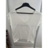 Tee-shirt blanc col V dentelle  Promod Taille S 