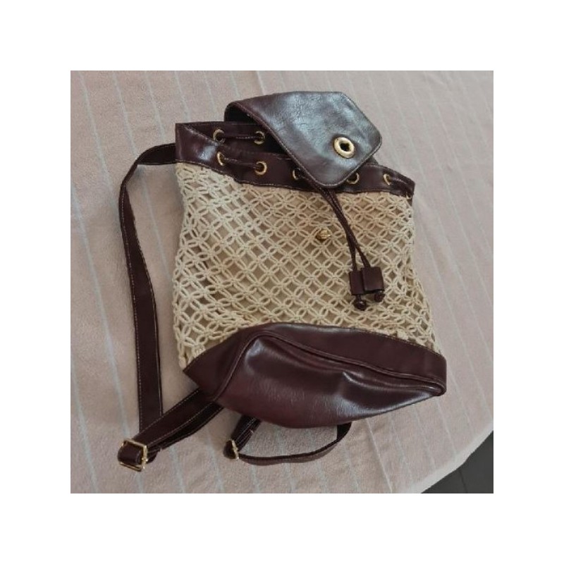 Sac à main cuir / macramé