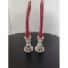 Ensemble 2 bougeoirs porcelaine + 2 bougies