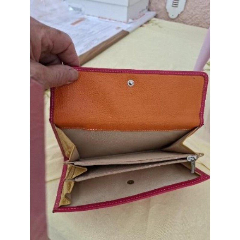 Portefeuille cuir fushia