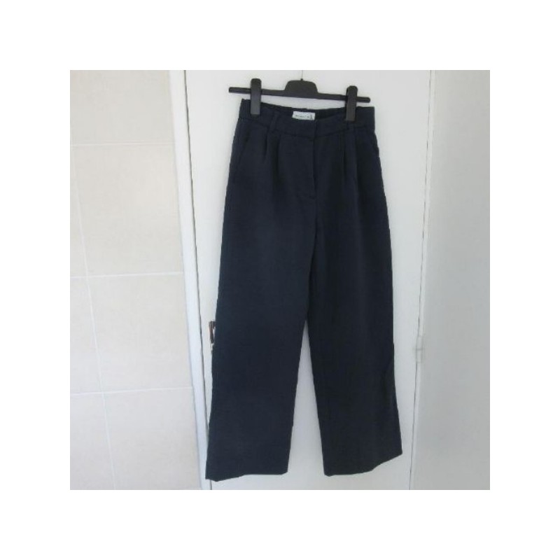 (4319) PANTALON femme ABERCROMBIE T.27 (T.37) bleu marine /pinces jambes larges neuf