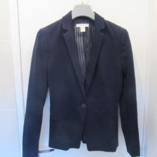 (4335) VESTE tailleur femme H&M T.36 bleu marine cintrée neuf