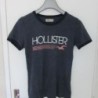 (4370) TEE SHIRT femme HOLLISTER T. M bleu marine chiné coton polyester