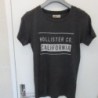 (4374) TEE SHIRT femme HOLLISTER T.S gris chiné motif brodé coton polyester