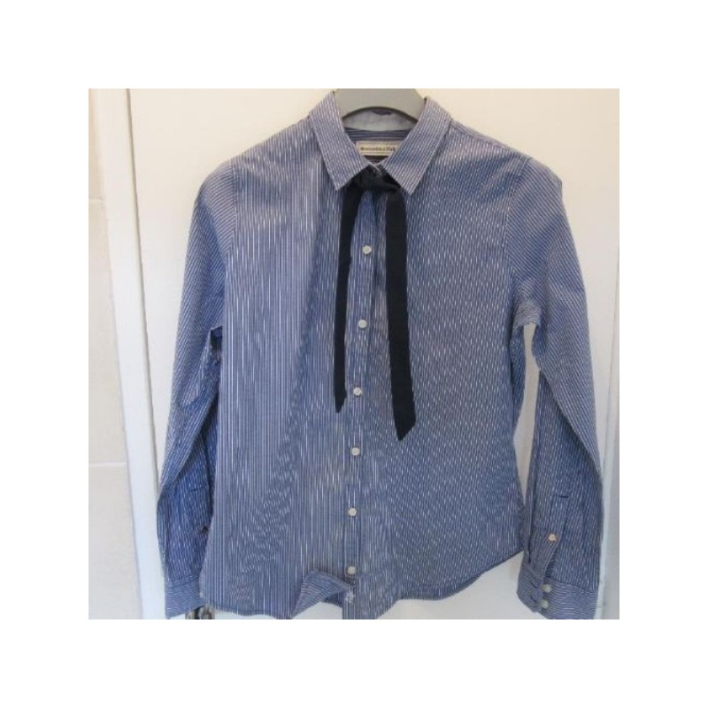 (4362) CHEMISIER ABERCROMBIE T.M rayé bleu blanc noeud col à nouer TBE