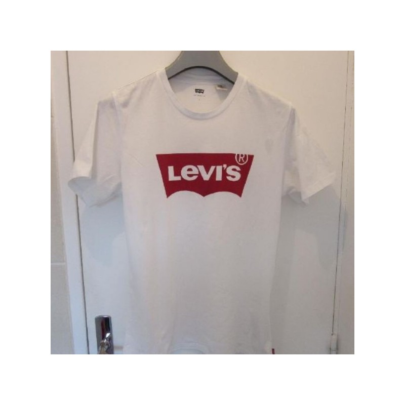 (4371) TEE SHIRT homme LEVIS T. S large blanc coton