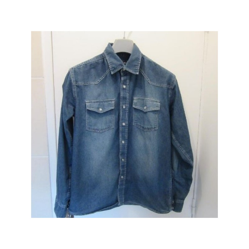 (4415) CHEMISE homme COLOR & DUTY bleu jean T. M large coton