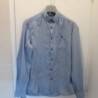 (4414) CHEMISE homme OWK T. S bleu rayé blanc coton