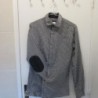 (4418) CHEMISE homme LA REDOUTE T.36 vichy noir blanc ajustée empiècement coudes