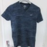 (4440) TEE SHIRT femme HOLLISTER T. M bleu chiné col V coton