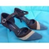 ESCARPIN CHOCOLAT,BEIGE,BLEU STRABOSKI CUIR 37 BON ETAT