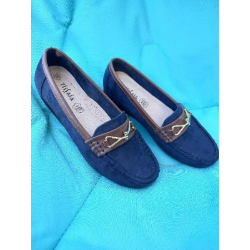 MOCASSIN BLEU MARINE & MARRON   36  NEUF