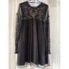 Robe noire voile fleurs brodées Zara / T.M