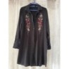 Robe chemise longue voile noire et fleurs brodées New Look / T.40
