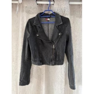 Veste rock crop gris foncé...