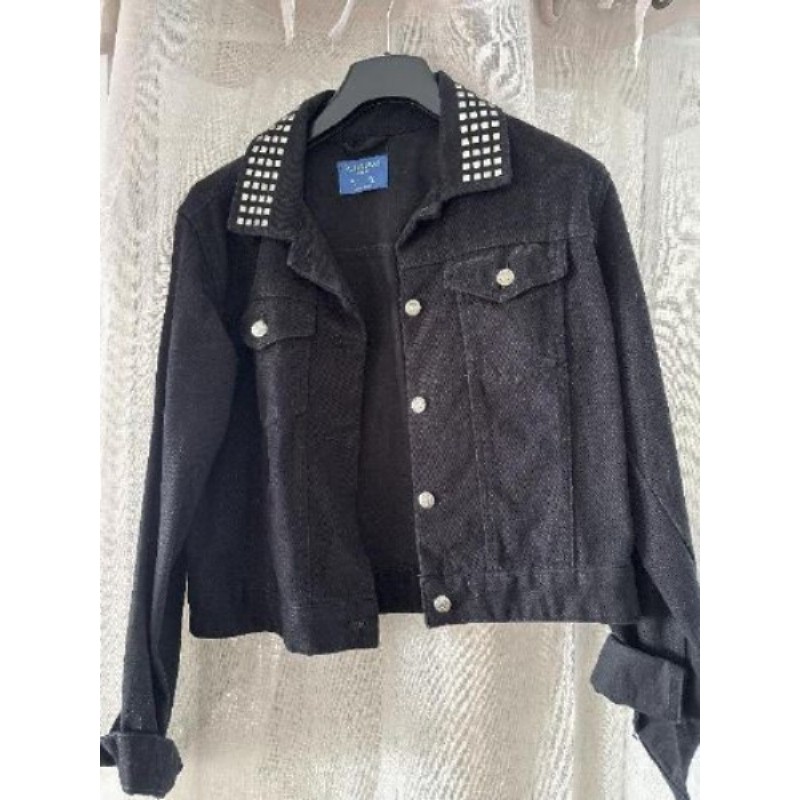 Veste en jean noir et clous carrés Pull & Bear / T.M jamais portée 