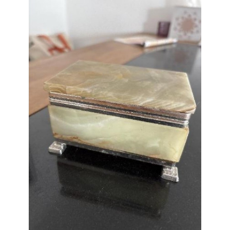 Boîte à bijoux vintage en onyx vert