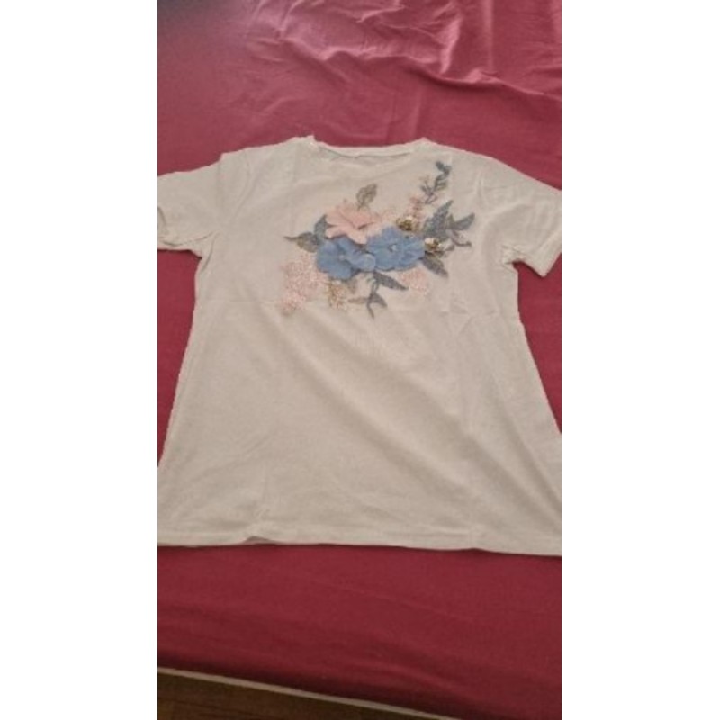 Tee-shirt blanc fleur T M