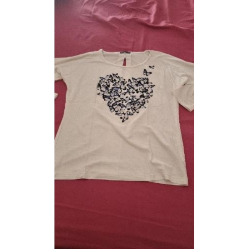 Tee-shirt blanc manche papillon T1 PB