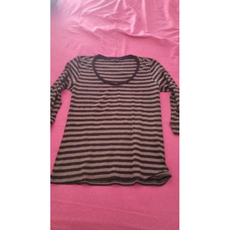 Tee-shirt kaki noir mi manche T 2 PB