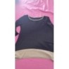 Tee-shirt noir marron mi manche camaïeu T 2