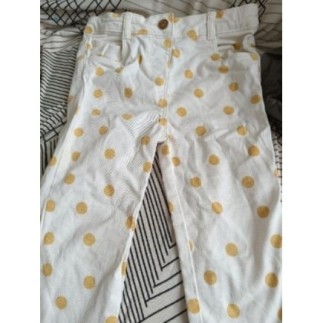 Jeans blanc à pois jaune...