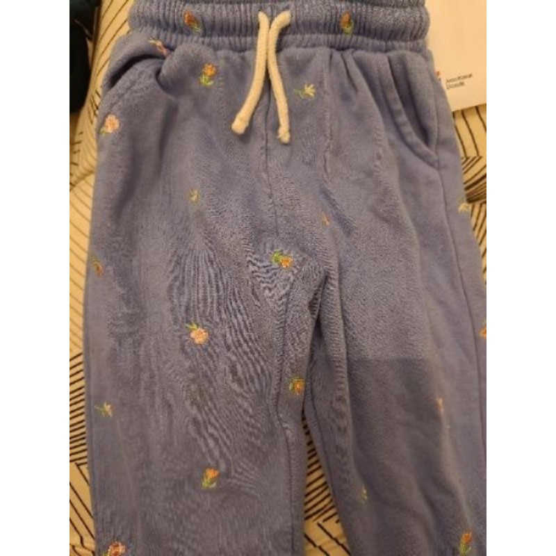 Pantalon bleu en coton fleuri 2 à 3 ans I