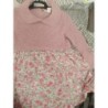 Robe manches longues rose 2 ans laine coton fleurie 