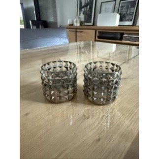 2 bougeoirs verre 