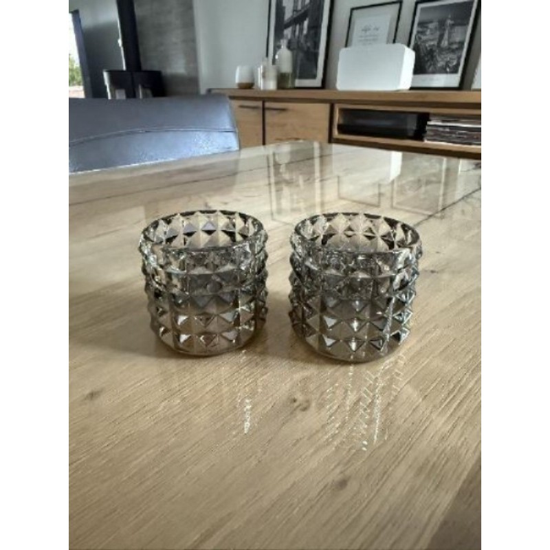 2 bougeoirs verre 