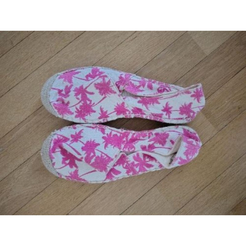 Espadrilles, blanc avec palmiers en magenta, taille 41, neuf 