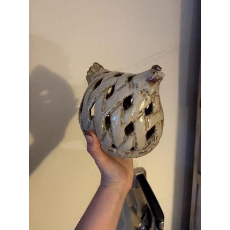 Poule deco bougie ceramique 