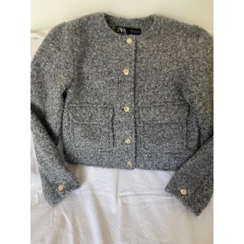 Très jolie veste laine grise boutons dorés Zara femme 38/40 très peu portée prix cassé 