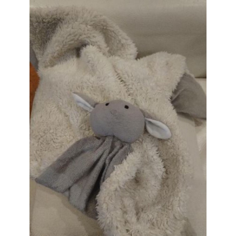 couverture doudou 2 en 1 plaid lapin gris