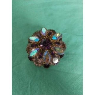 Broche vintage strass violets