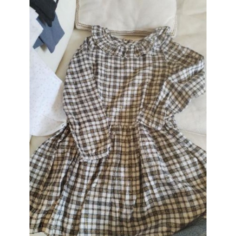 robe hetm 8-9 ans carreaux gris et lurex doré
