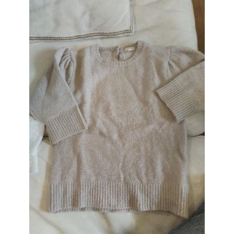 pull gocco 9-10 ans manches 3/4 beige avec laine