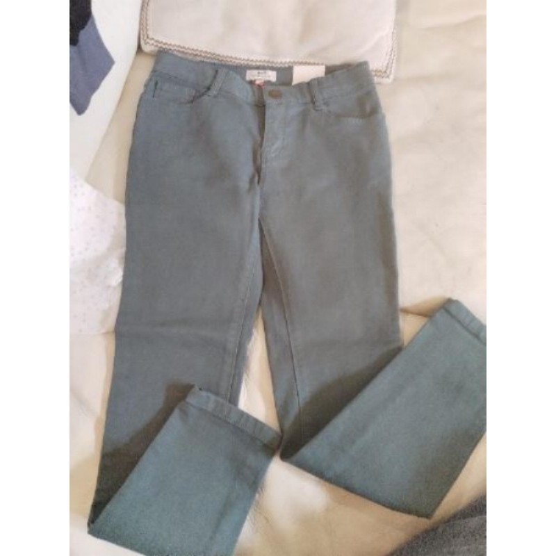 pantalon 9 ans slim fit bleu vert cyrillus neuf etiquette