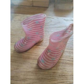 bottes pluie rayé rose 23