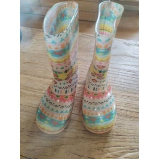 bottes pluie 26 vert et rose