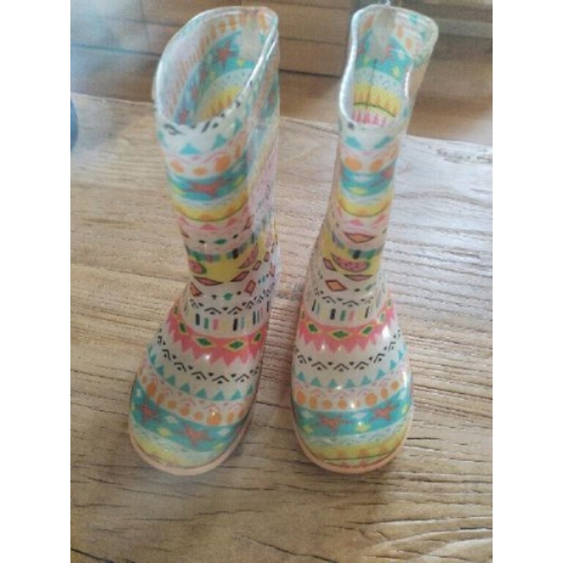 bottes pluie 26 vert et rose