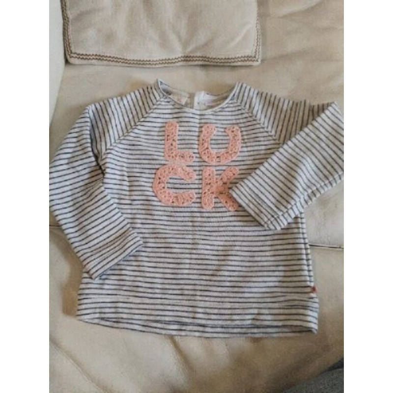 sweat zara 3-4 ans rayures marinière brodé rose