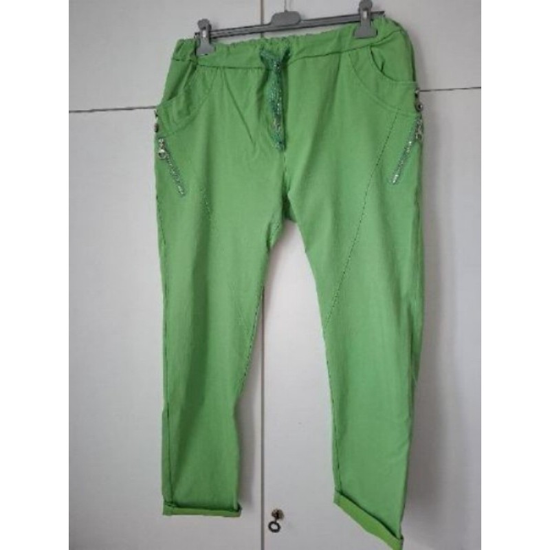 pantalon vert neuf tissus extensible taille elastiquée taille 48