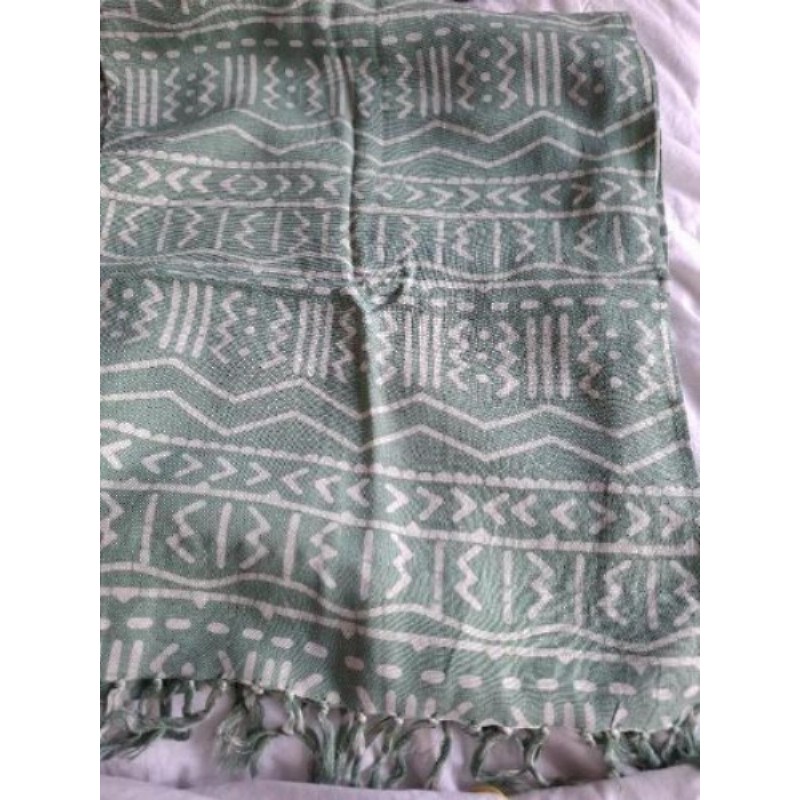 Grande echarpe  verte et blanche boubou des colonies