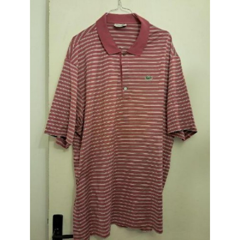 Polo Lacoste rayé vert/rouge T8 ou 4XL