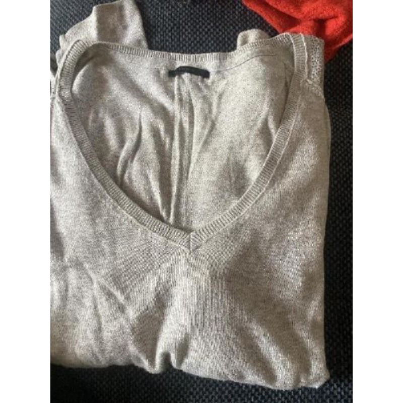 Pull V IKKS gris paillettes 